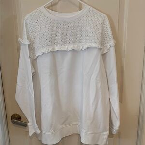 Elegant White Lace Ruffle Top